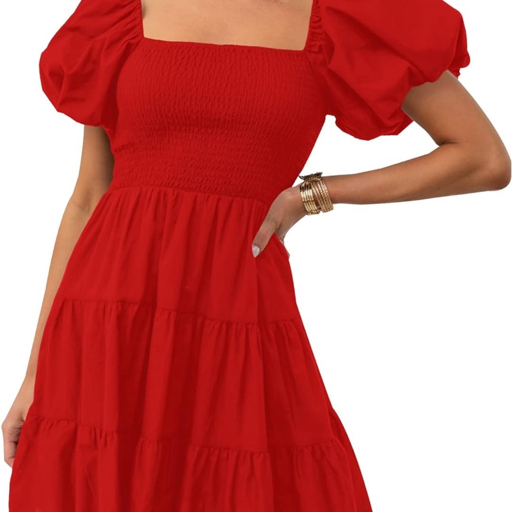 RED Boho Dress. Smocked chest and back. Wear on or off shoulder. Cute❣️SIZE XL